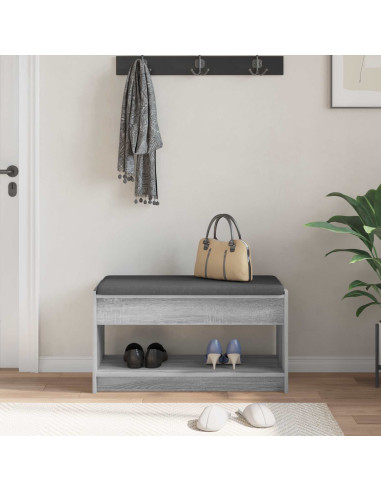 Panca per ingresso con cuscino Sonoma grigia 83 x 38 x 45 cm