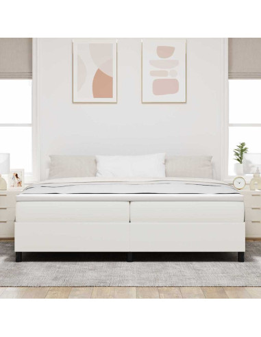 Letto a molle Crema e Bianco 200 x 200 cm Tessuto in Cords