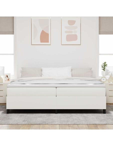 Letto a molle Crema e Bianco 200 x 200 cm Tessuto in Cords
