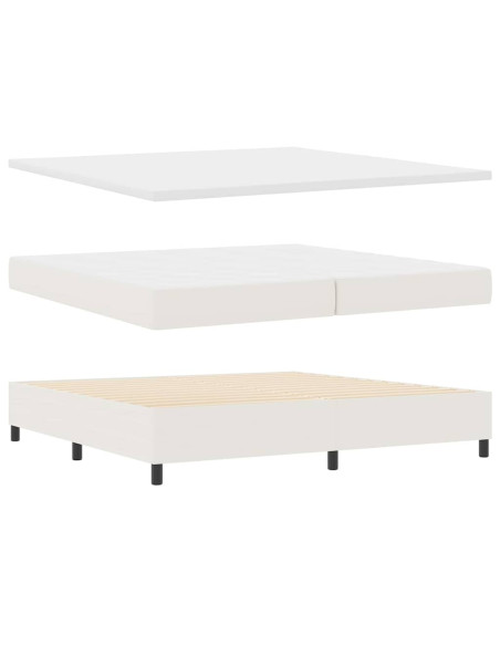 Letto a molle Crema e Bianco 200 x 200 cm Tessuto in Cords