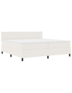 Letto a molle Crema e Bianco 200 x 200 cm Tessuto in Cords 2