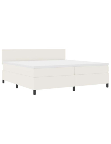 Letto a molle Crema e Bianco 200 x 200 cm Tessuto in Cords