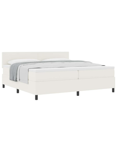 Letto a molle Crema e Bianco 200 x 200 cm Tessuto in Cords