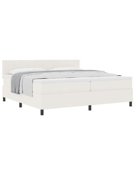 Letto a molle Crema e Bianco 200 x 200 cm Tessuto in Cords