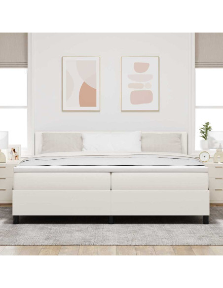 Letto a molle Crema e Bianco 200 x 200 cm Tessuto in Cords