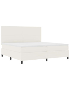 Letto a molle Crema e Bianco 200 x 200 cm Tessuto in Cords 2