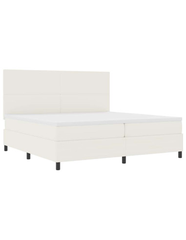 Letto a molle Crema e Bianco 200 x 200 cm Tessuto in Cords