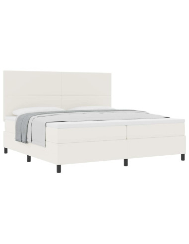 Letto a molle Crema e Bianco 200 x 200 cm Tessuto in Cords