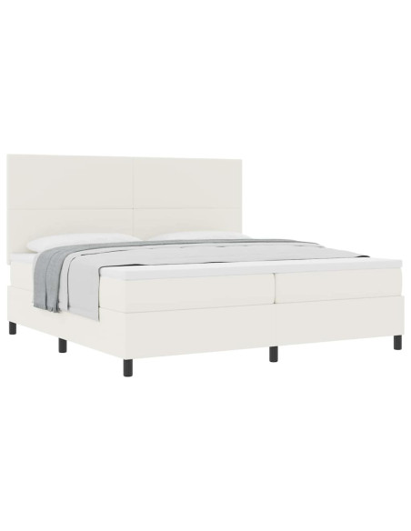 Letto a molle Crema e Bianco 200 x 200 cm Tessuto in Cords