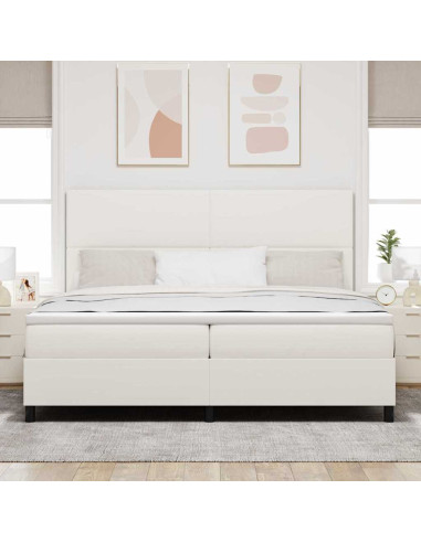 Letto a molle Crema e Bianco 200 x 200 cm Tessuto in Cords
