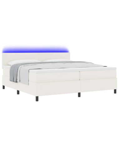 Letto a Sorgente LED con testiera Crema e Bianco 200 x 200 cm