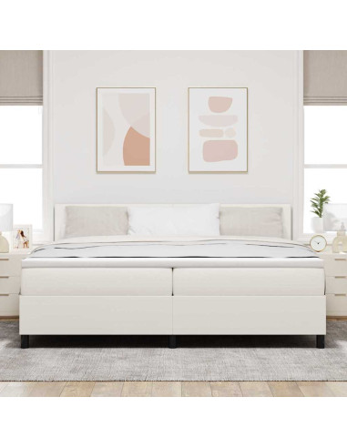 Letto a Sorgente LED con testiera Crema e Bianco 200 x 200 cm