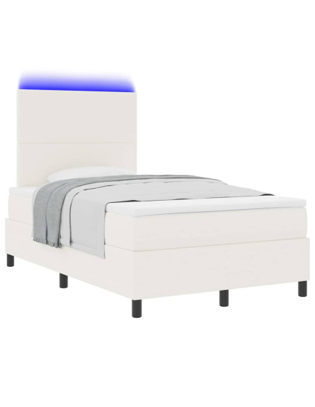Letto a Sorgente LED con testiera Crema e Bianco 120 x 200 cm
