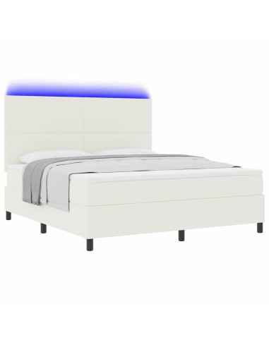 Letto a Sorgente LED con testiera Crema e Bianco 180 x 200 cm