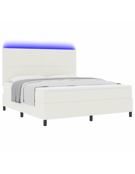 Letto a Sorgente LED con testiera Crema e Bianco 180 x 200 cm