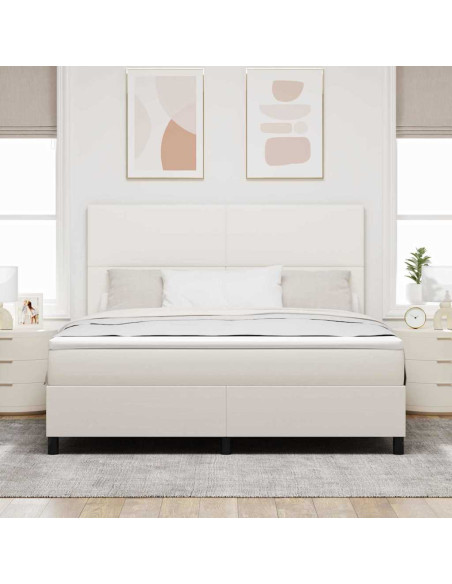 Letto a Sorgente LED con testiera Crema e Bianco 180 x 200 cm
