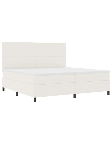 Letto a Sorgente LED con testiera Crema e Bianco 200 x 200 cm