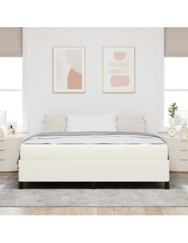 Struttura del letto con materasso Crema 180 x 200 cm Tessuto