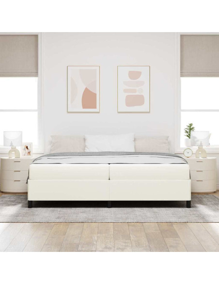 Struttura del letto con materasso Crema 200 x 200 cm Tessuto