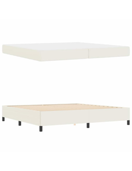 Struttura del letto con materasso Crema 200 x 200 cm Tessuto