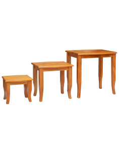 Tavolini Nesting 3 pcs Naturale Legno di Mogano Massello 2