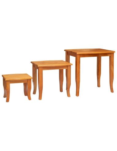 Tavolini Nesting 3 pcs Naturale Legno di Mogano Massello