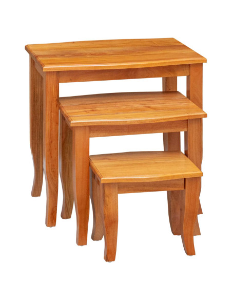 Tavolini Nesting 3 pcs Naturale Legno di Mogano Massello