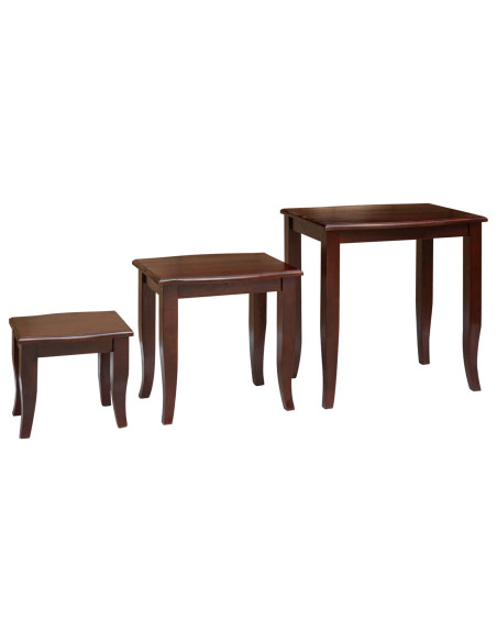 Tavolini Nesting 3 pcs Marrone Legno di Mogano Massello