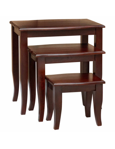 Tavolini Nesting 3 pcs Marrone Legno di Mogano Massello