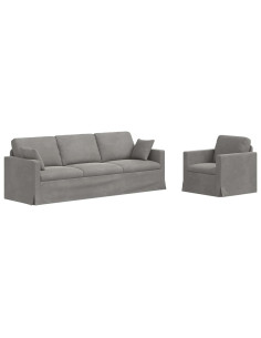 Divano 2 pcs Grigio chiaro 228 x 78 x 80 cm Velluto 2