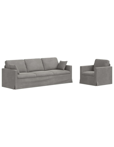 Divano 2 pcs Grigio chiaro 228 x 78 x 80 cm Velluto