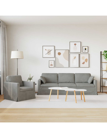 Divano 2 pcs Grigio chiaro 228 x 78 x 80 cm Velluto