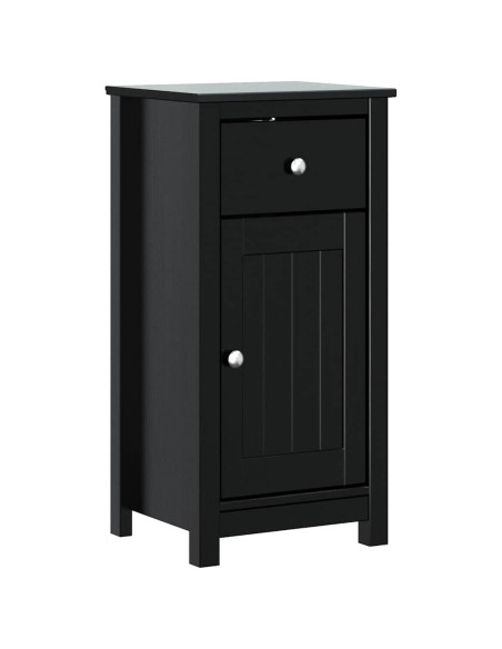 Set Mobili da Bagno 3 pz BERG Nero in Legno Massello di Pino