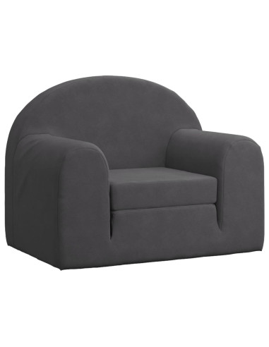 Divano Letto per Bambini Antracite in Morbido Peluche