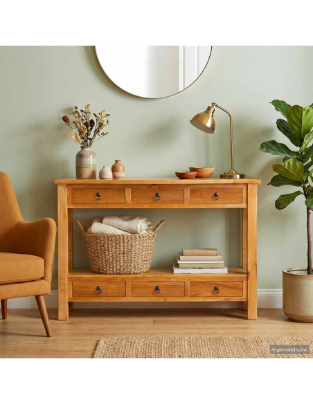 Tavolo consolle con cassetto Naturale 115 x 32 x 76 cm