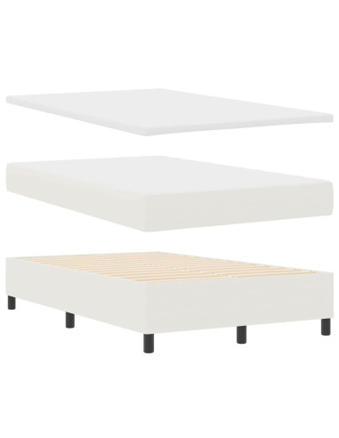 Letto a molle Crema e Bianco 120 x 190 cm Tessuto in Cords