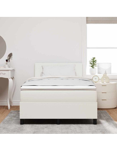 Letto a Sorgente LED con testiera Crema e Bianco 120 x 190 cm