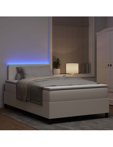 Letto a Sorgente LED con testiera Crema e Bianco 120 x 190 cm