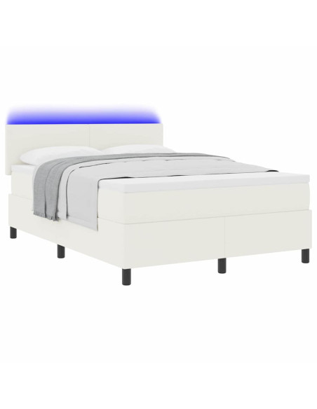 Letto a Sorgente LED con testiera Crema e Bianco 140 x 190 cm