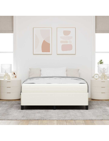 Struttura del letto con materasso Crema 140 x 190 cm Tessuto