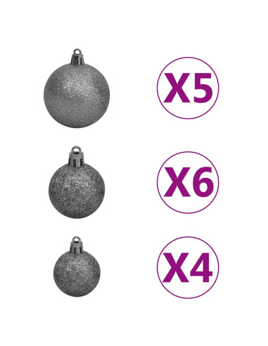 Albero di Natale Preilluminato con Palline Argento 120 cm PET