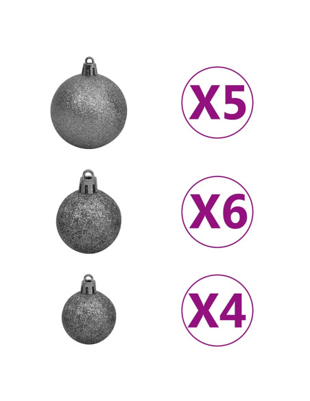 Albero di Natale Preilluminato con Palline Argento 120 cm PET