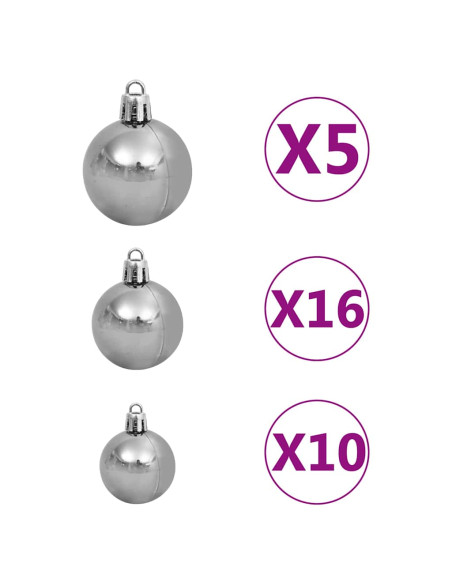 Albero di Natale artificiale preilluminato con set di palline