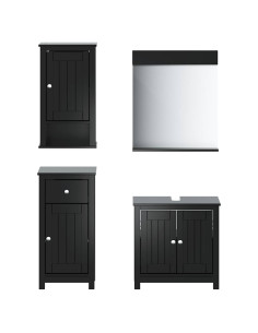Set Mobili da Bagno 4 pz BERG Nero in Legno Massello di Pino 2