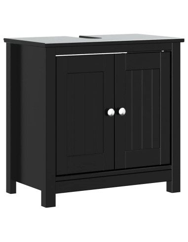 Set Mobili da Bagno 4 pz BERG Nero in Legno Massello di Pino