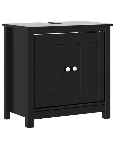 Set Mobili da Bagno 4 pz BERG Nero in Legno Massello di Pino
