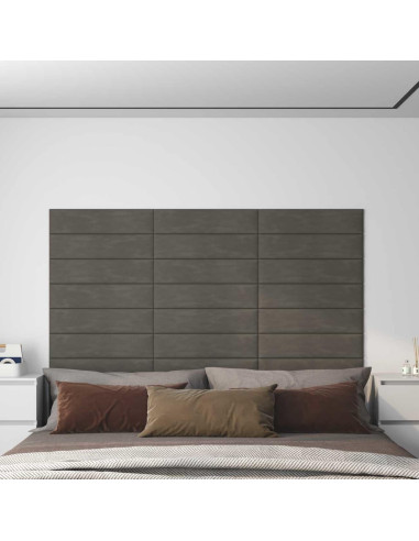 Testiera da Parete 12 pcs Grigio scuro 60 x 15 cm Velluto
