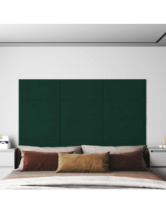 Testiera da Parete 12 pcs Verde Scuro 60 x 30 cm Velluto 2
