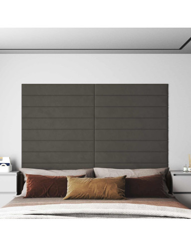 Testiera da Parete 12 pcs Grigio scuro 90 x 15 cm Velluto
