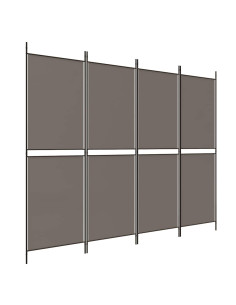 Divisorio a 4 Pannelli Antracite 200x220 cm Tessuto 2